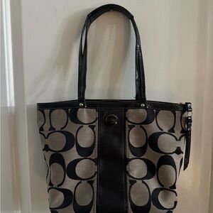 Coach Black and Gray Signature Tote
